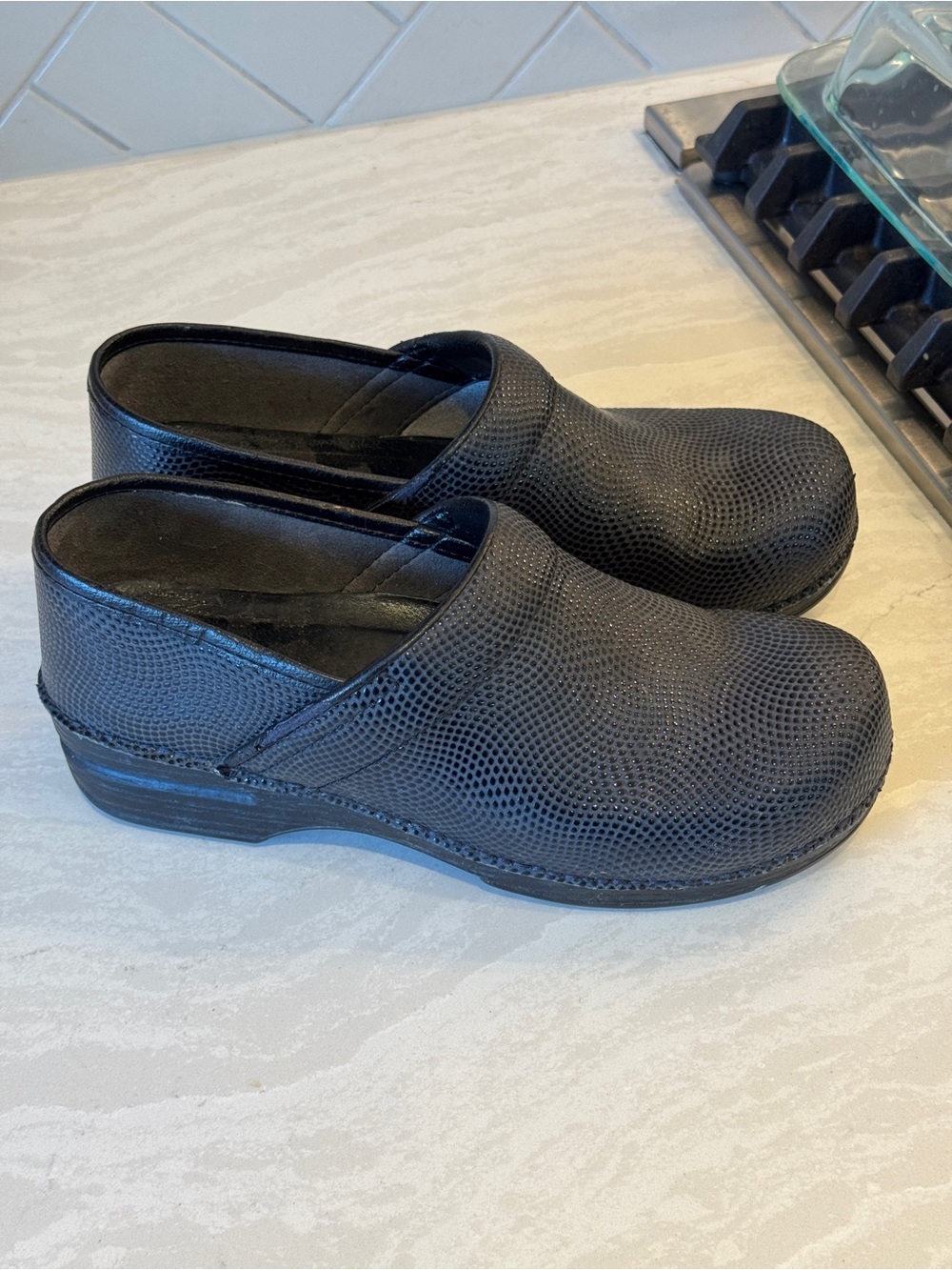 Dansko Black Textured Slip-On Clogs